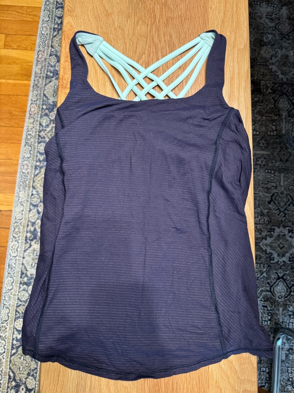 lululemon athletica Navy Tank with Light Teal Strappy Back